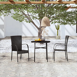 Maison Chic Mobilier à dîner 3 pcs de jardin - Ensemble table et chaises d'extérieur - Salon/Mobilier de jardin classique Résine tressée Noir -MN62136