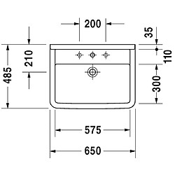 Lavabo en céramique sanitaire avec trop-plein 65 cm STARCK 3 - DURAVIT - 300650000