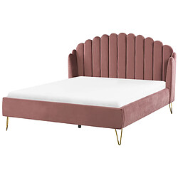 Beliani Lit double en velours rose 160 x 200 cm AMBILLOU