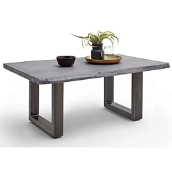 Pegane Table basse simple en bois d'acacia massif laqué gris/antique - L.110 x H.45 x P.70 cm