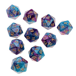 10pcs 20 dés dés polyèdre dés dés pour d u0026 d trpg coupe jeu bleu + violet pas cher