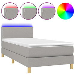 Sommier à lattes et matelas LED,Cadre à lattes de lit pour Adulte Gris clair 100x200 cm Tissu -MN73085