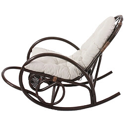 Avis Mendler Rocking-chair fauteuil à bascule HWC-C40, bois marron ~ coussin blanc