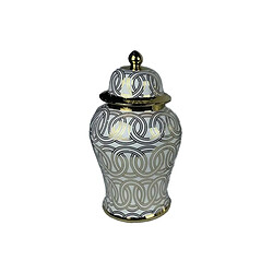 Potiche DKD Home Decor Porcelaine Doré Blanc Oriental (22 x 22 x 42 cm)