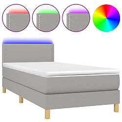 vidaXL Sommier à lattes de lit matelas LED Gris clair 100x200 cm Tissu