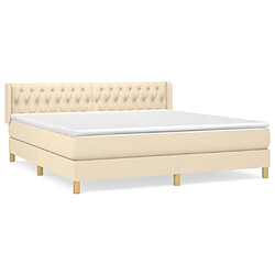 Maison Chic Lit adulte- Lit + matelas,Sommier à lattes de lit avec matelas Crème 180x200 cm Tissu -GKD62760