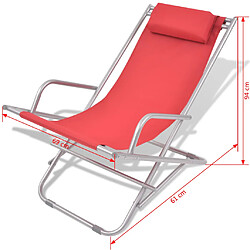 vidaXL Chaises inclinables de terrasse lot de 2 Acier Rouge pas cher