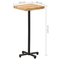 vidaXL Table de bar Carrée 50x50x110 cm Bois de manguier brut pas cher