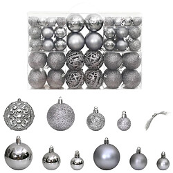 vidaXL Boules de Noël 100 pcs gris 3 / 4 / 6 cm