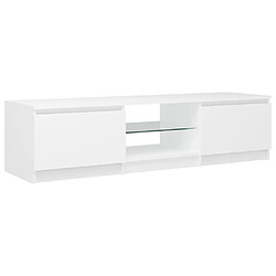 Avis Maison Chic Meubles TV avec lumières LED - Banc TV pour salon blanc 140x40x35,5 cm -MN64483