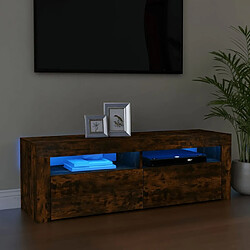 Maison Chic Meubles TV avec lumières LED - Banc TV pour salon Chêne fumé 120x35x40 cm -MN16612