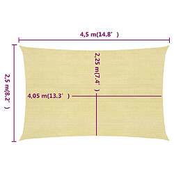 Avis Helloshop26 Voile d'ombrage 160 g/m² PEHD 2,5 x 4,5 m beige 02_0008956