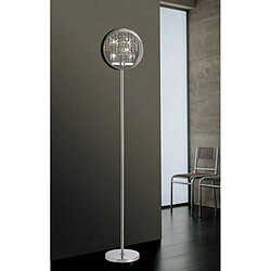 Luminaire Center Lampadaire Geo avec Abat jour noir 9 Ampoules chrome poli/cristal