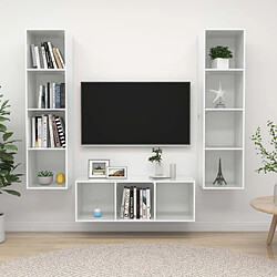 vidaXL Ensemble de meubles TV 3 pcs Blanc brillant Bois d'ingénierie