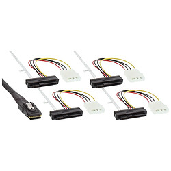 Câble SAS InLine® Mini SAS SFF-8087 à 4x SAS SFF-8482 + Alimentation 0,75 m