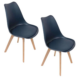 Toilinux 2 Chaises design scandinaves rembourrées Cocooning - Bleu foncé