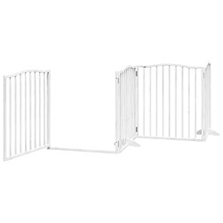 Avis vidaXL Barrière pour chien porte pliable 8panneaux blanc bois peuplier