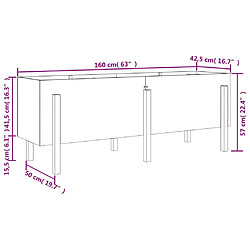 vidaXL Lit surélevé de jardin gris 160x50x57 cm bois de pin massif pas cher