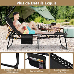 Helloshop26 Chaise longue pliante avec appuie-tête amovible dossier réglable à 4 positions acier antirouille pour camping terrasse noir 20_0008171