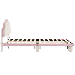 Acheter ComfortXL Lit Enfant Avec Bandeaux Led Multicolores Changeants, Beige+rose, 90x200cm