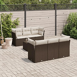 vidaXL Salon de jardin avec coussins 7 pcs marron résine tressée