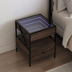 vidaXL Table de chevet avec LED infini chêne marron 40x40x51 cm