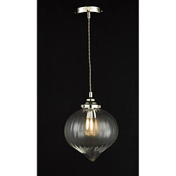 Luminaire Center Suspension Mya Nickel poli,verre 1 ampoule 25,5cm pas cher