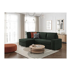 Loungitude Canapé d'angle gauche convertible ARTEMIS 4 places - Velours côtelé vert foncé - L246 x P174 x H96 cm