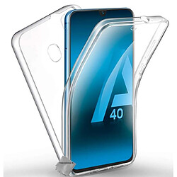 Htdmobiles Coque silicone gel fine 360 integrale pour Samsung Galaxy A40 + film ecran - TRANSPARENT