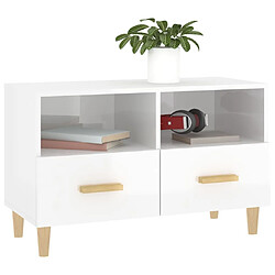 Acheter Maison Chic Meuble TV scandinave - Banc TV pour salon Blanc brillant 80x36x50 cm Bois d'ingénierie -MN66162