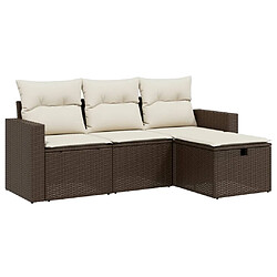 vidaXL Salon de jardin 4 pcs avec coussins marron résine tressée