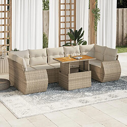 vidaXL Salon de jardin avec coussins 8 pcs beige résine tressée