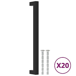 vidaXL Poignées d'armoire 20 pcs noir 224 mm acier inoxydable