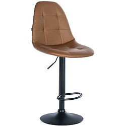 Decoshop26 Tabouret de bar x1 avec repose-pieds hauteur réglable pivotant assise en PVC marron clair cadre métallique noir 10_0004820