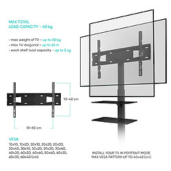 ONKRON Support TV sur Pied Pivotant pour 32 - 65 Pouces TV & Ecran, Pied TV Universel avec Etagere jusqu'à 30 kg VESA 100x100 - 600x400/Pied pour Television Hauteur Réglable Pivotant TS5550-B Noir