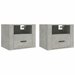 Maison Chic Lot de 2 Tables de Chevet murales - Tables de Nuit Gris béton 50x36x40 cm