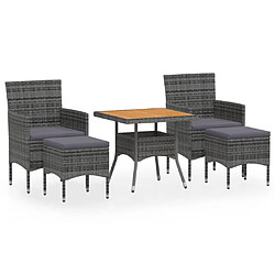 Maison Chic Ensemble de salle à manger de jardin 5 pcs,Table et chaises d'extérieur pour relax Résine tressée et acacia Gris -GKD243322