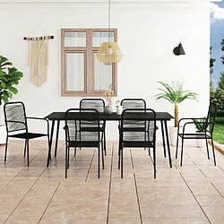 Maison Chic Mobilier à dîner 7 pcs de jardin - Ensemble table et chaises d'extérieur - Salon/Mobilier de jardin classique Corde en coton et acier Noir -MN80986