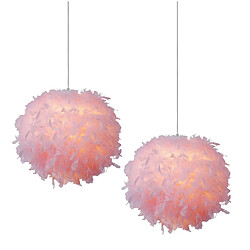 Stoex (2PCS) Lampe À Suspension Moderne en Plumes Plafonnier en Plumes Moelleuses, Abat-Jour Plume, Pour Chambre, Salon, Mariage (Rose)