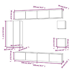 vidaXL Ensemble de meubles TV 8 pcs Chêne fumé Bois d'ingénierie pas cher