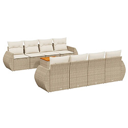 vidaXL Salon de jardin avec coussins 9 pcs beige résine tressée