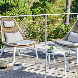 OCEO BY PROLOISIRS Chaise lounge de jardin en aluminium et tressage Como.