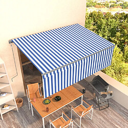 Maison Chic Auvent automatique | Store banne extérieur | Marquise rétractable avec store 4,5x3 m Bleu et blanc -MN55798