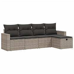 vidaXL Salon de jardin 5 pcs avec coussins gris résine tressée