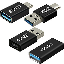 Avizar Adaptateur USB C + USB, Pack de 4 Adaptateurs OTG mâle femelle, Noir