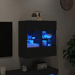 Avis vidaXL Meuble TV mural avec lumières LED noir 58,5x30x60,5 cm