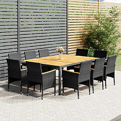 Maison Chic Mobilier à dîner 11 pcs de jardin - Ensemble table et chaises d'extérieur - Salon/Mobilier de jardin classique Résine tressée Gris -MN95947