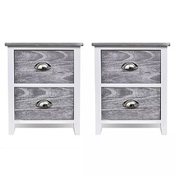 Helloshop26 Table de nuit chevet commode armoire meuble chambre 2 pcs avec 2 tiroirs gris et blanc 1402170