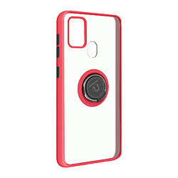 Avizar Coque Samsung Galaxy A21s Bi-matière Bague Métallique Fonction Support rouge