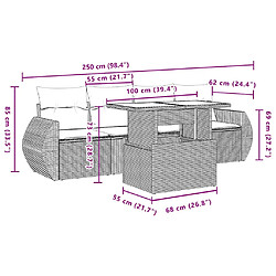 vidaXL Salon de jardin 5 pcs avec coussins noir résine tressée pas cher